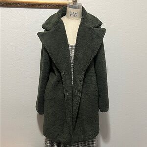 Women's Green Faux Fleece Coat